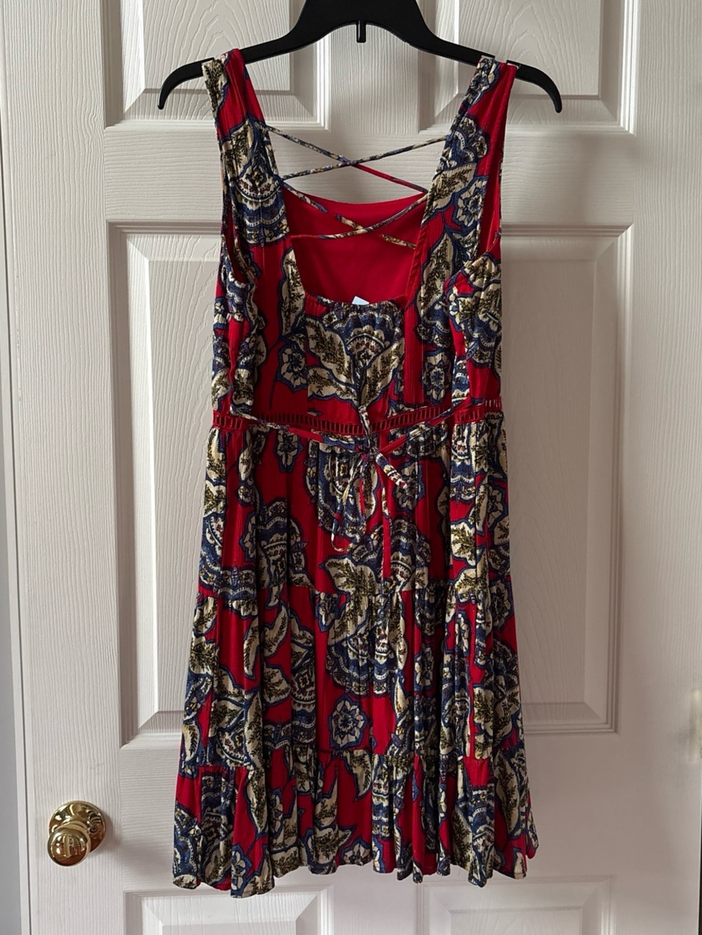 Americana Paisley Mini Dress Red Blue Boho Festival Nashville Sz S NWT - Picture 4 of 7